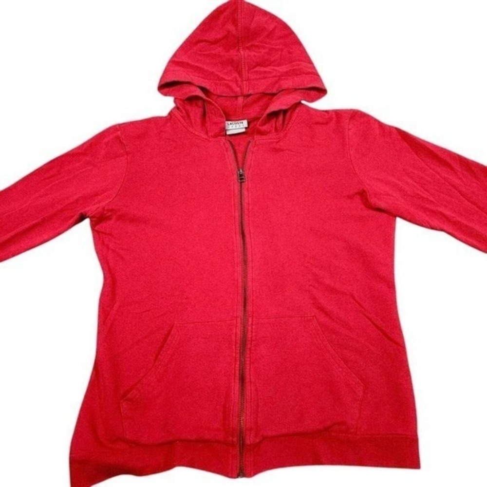 Lacoste Sport Full Zip Hoodie Womens 38 Red Cotton Blend Activewear Sweatshirt - Picture 2 of 8